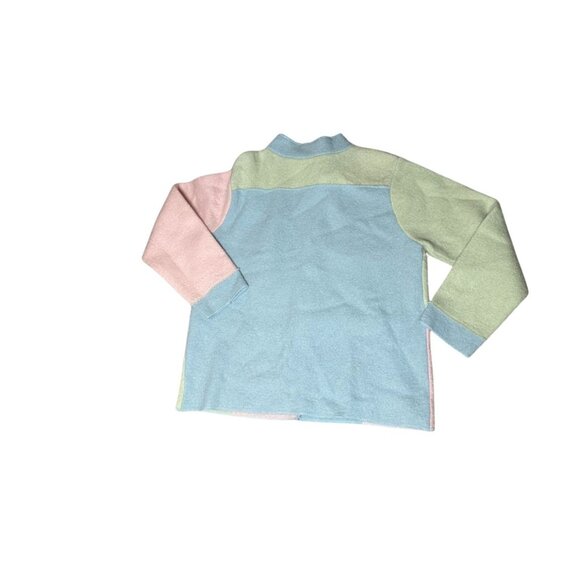 Vintage ColdWater Creek Pastel Patchwork Button-Up Cardigan Sweater Green Pink - Picture 8 of 9